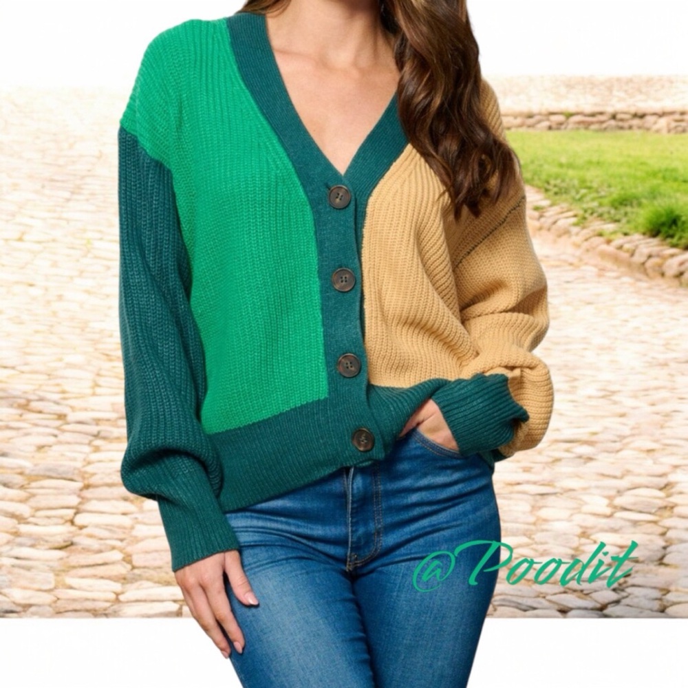 PETAL DEW Super cute oversized color block cardi S M L